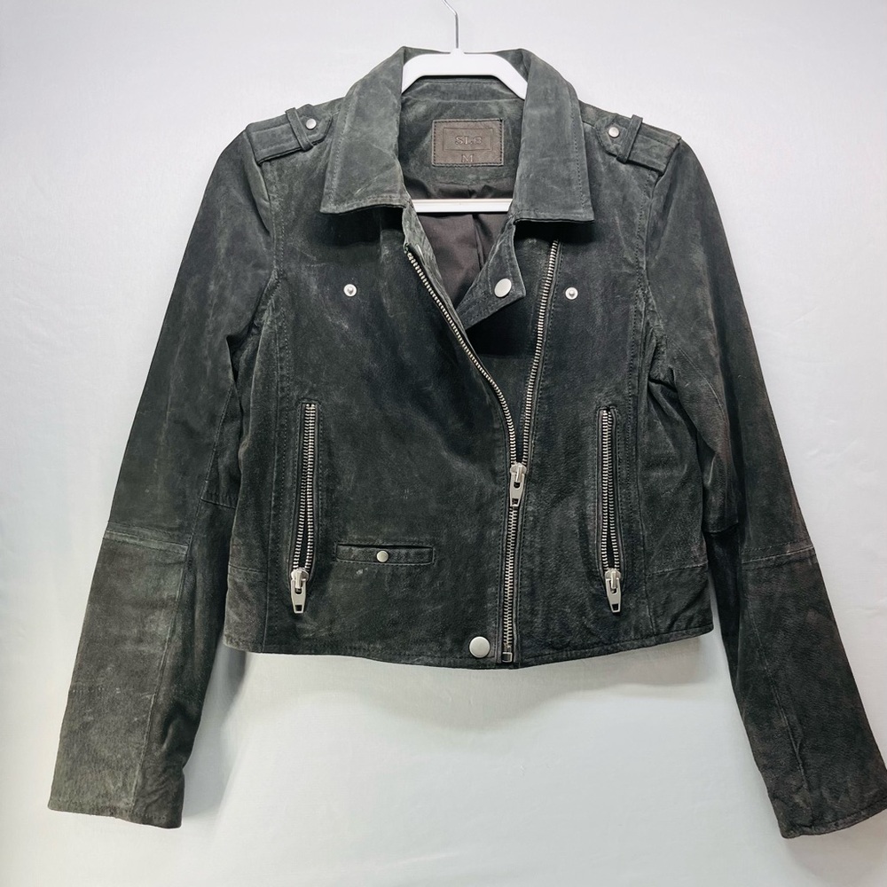 Women's‎ Gray  Suede moto Jacket